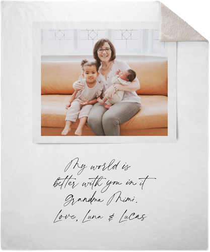 Sentimental Note Fleece Photo Blanket, Sherpa, 50x60, White