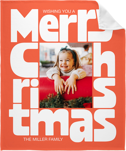 Bold Christmas Wishes Fleece Photo Blanket, Fleece, 50x60, Orange
