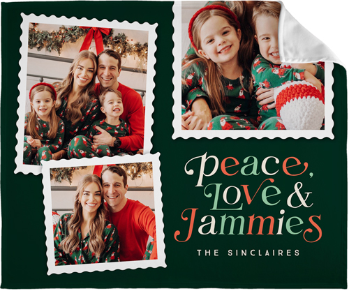 Holiday Stamp Collection Fleece Photo Blanket, Fleece, 50x60, Green, green ink