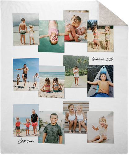 Photo Stack Memories Fleece Photo Blanket, Sherpa, 50x60, White, white