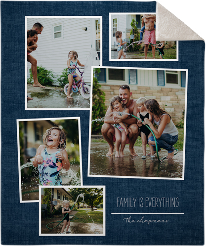 Tilty Collage Fleece Photo Blanket, Sherpa, 50x60, Blue, midnight