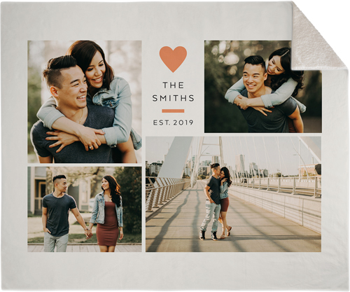 Contemporary Heart Collage Fleece Photo Blanket, Sherpa, 50x60, Orange, sedona