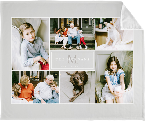 Monogram Match Collage Fleece Photo Blanket, Plush Fleece, 50x60, Gray