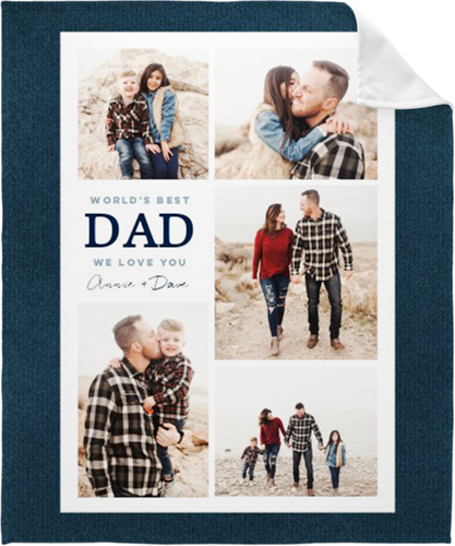 World's Best Dad Denim Fleece Photo Blanket, Fleece, 50x60, Blue