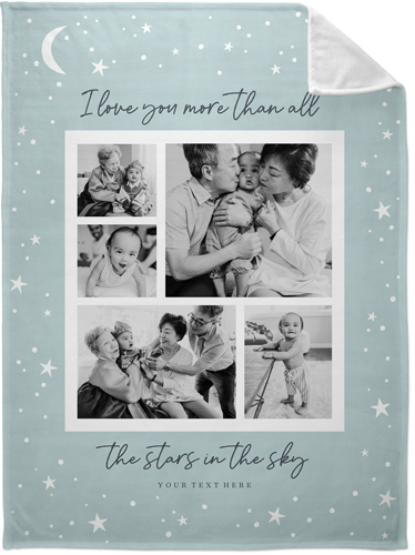 More Than Stars Frame Fleece Photo Blanket, Plush Fleece, 60x80, Blue, boardwalk