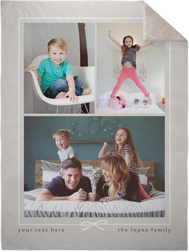 Bow Border Collage Portrait Fleece Photo Blanket, Sherpa, 60x80, Brown, cafe