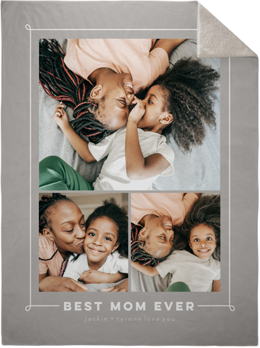 Hand-drawn Whimsy Border Fleece Photo Blanket, Sherpa, 60x80, Gray, stone