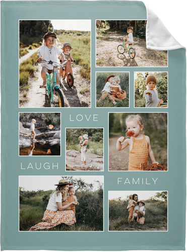 Love And Family Sentiments Fleece Photo Blanket, Fleece, 60x80, Blue