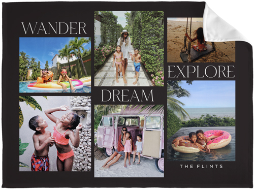 Wander Collage Fleece Photo Blanket, Fleece, 60x80, Gray, charcoal