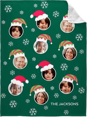 Festive Floating Faces Fleece Photo Blanket, Fleece, 60x80, Green, spruce