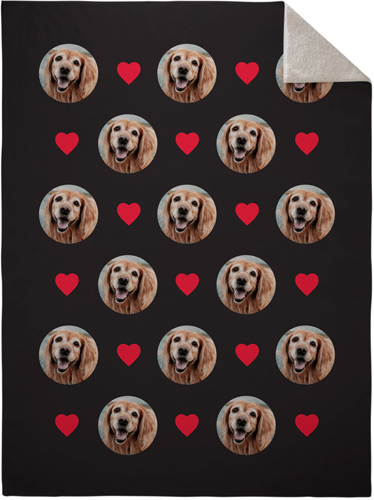 Loved Floating Faces Fleece Photo Blanket, Sherpa, 60x80, Red, fire engine