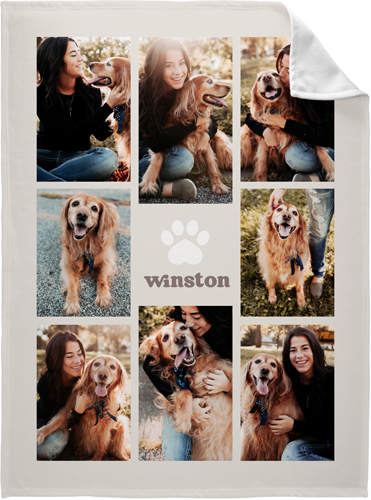 Pet Paw Collage Fleece Photo Blanket, Fleece, 60x80, Beige, rye