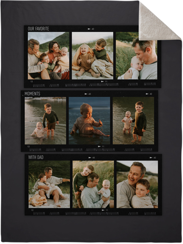 Travel Film Collage Fleece Photo Blanket, Sherpa, 60x80, Gray
