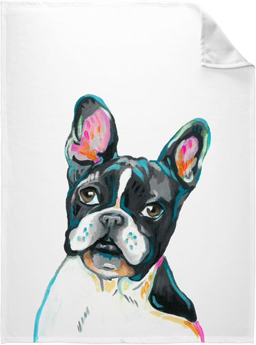 Frenchie Custom Text Fleece Photo Blanket, Fleece, 60x80, Multicolor