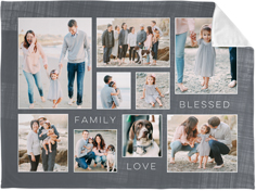 family love blessed collage fleece photo blanket