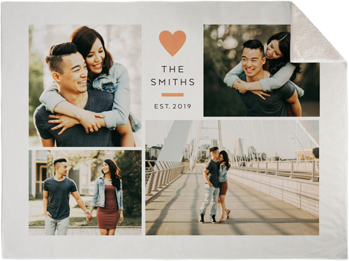 Contemporary Heart Collage Fleece Photo Blanket, Sherpa, 60x80, Orange, sedona