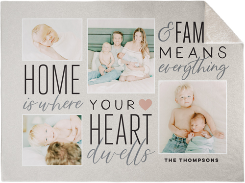 Heartfelt Sentiments Fleece Photo Blanket, Sherpa, 60x80, Beige
