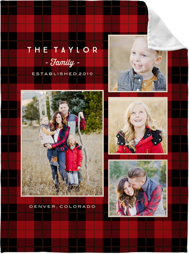 Rustic Plaid Red Fleece Photo Blanket, Fleece, 60x80, Red