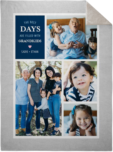 Grandparent's Best Day Fleece Photo Blanket, Sherpa, 60x80, Blue