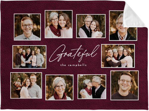 Grateful Collage Fleece Photo Blanket, Plush Fleece, 60x80, Purple