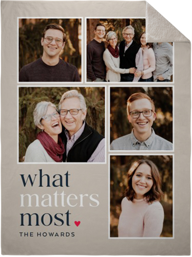 What Matters Most Fleece Photo Blanket, Sherpa, 60x80, Beige, wheat