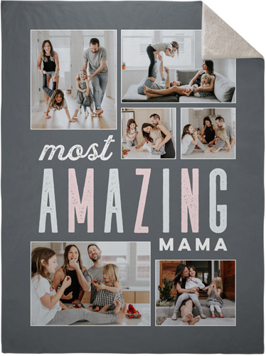 Most Amazing Mom Fleece Photo Blanket, Sherpa, 60x80, Pink