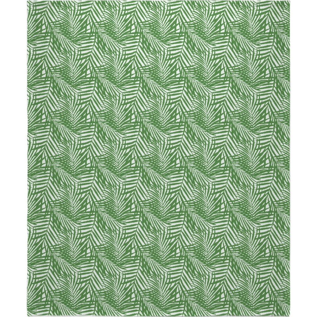 Watercolor Fronds - Green Blanket, Fleece, 50x60, Green