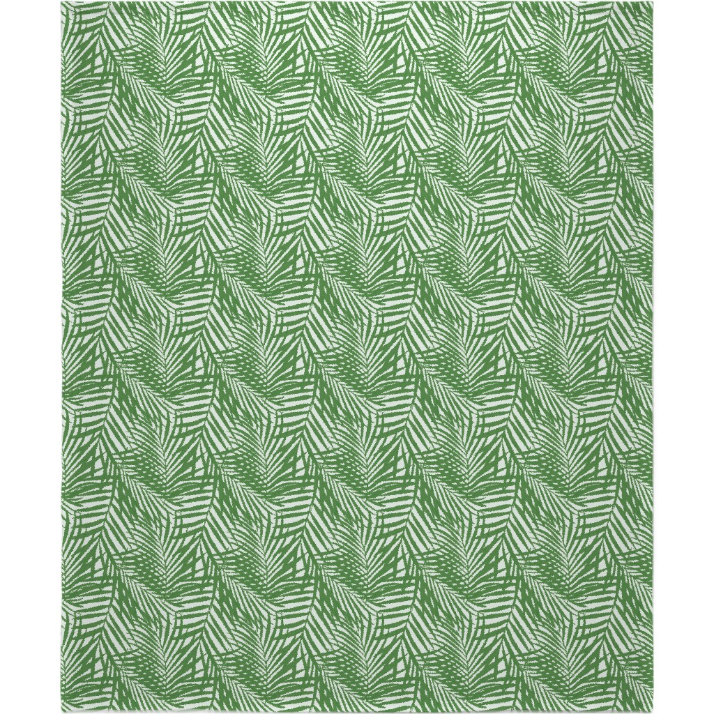 Watercolor Fronds - Green Blanket, Fleece, 50x60, Green, Classic Green