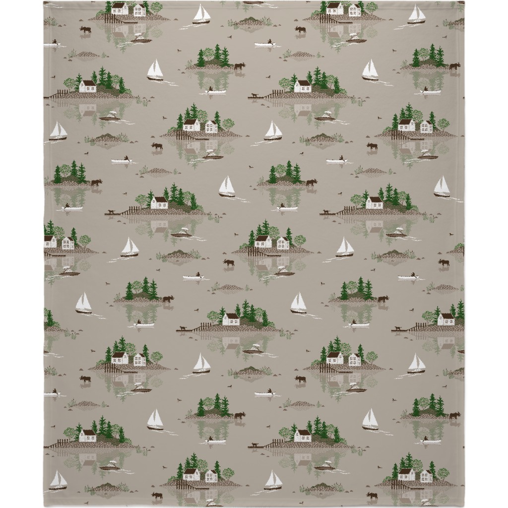 Boats on the Lake - Beige Blanket, Fleece, 50x60, Beige, Pearl