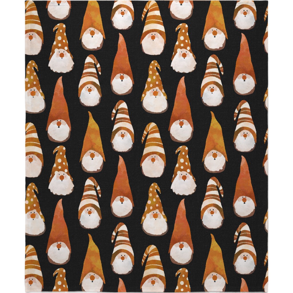 Fall Gnomes - Grey Blanket, Fleece, 50x60, Orange
