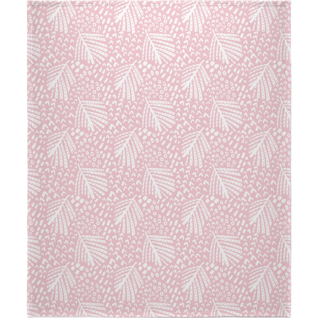 Palm Leaves Blanket, Fleece, 50x60, Pink