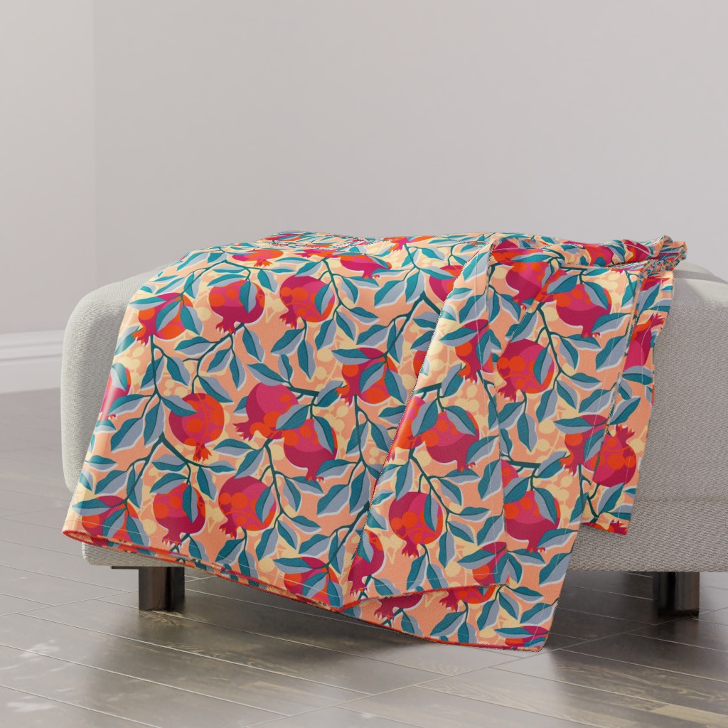 Retro Pomegranate Pink and Blue Blanket Shutterfly