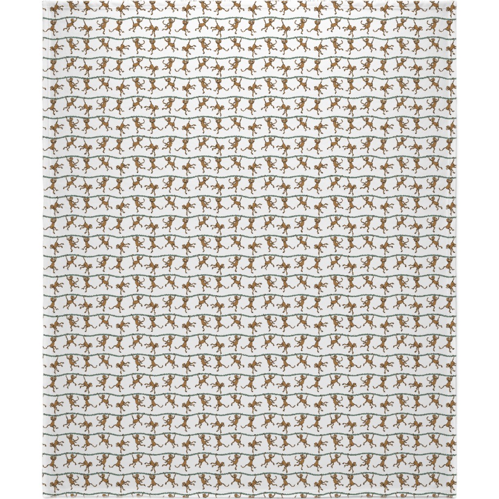 Swinging Monkeys Blanket, Fleece, 50x60, White, White