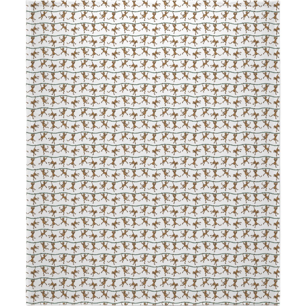 Swinging Monkeys Blanket, Fleece, 50x60, White