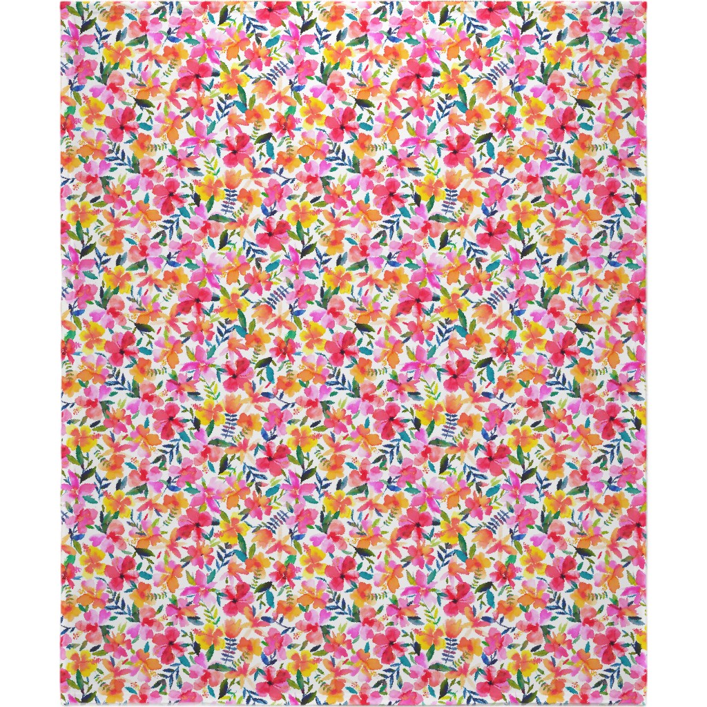Hibiscus Floral - Multi Blanket, Fleece, 50x60, Multicolor