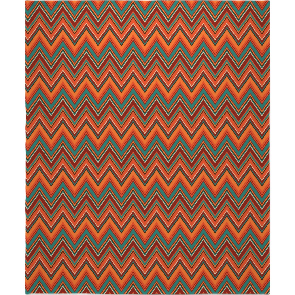 Chevron - Orange and Teal Blanket, Fleece, 50x60, Orange