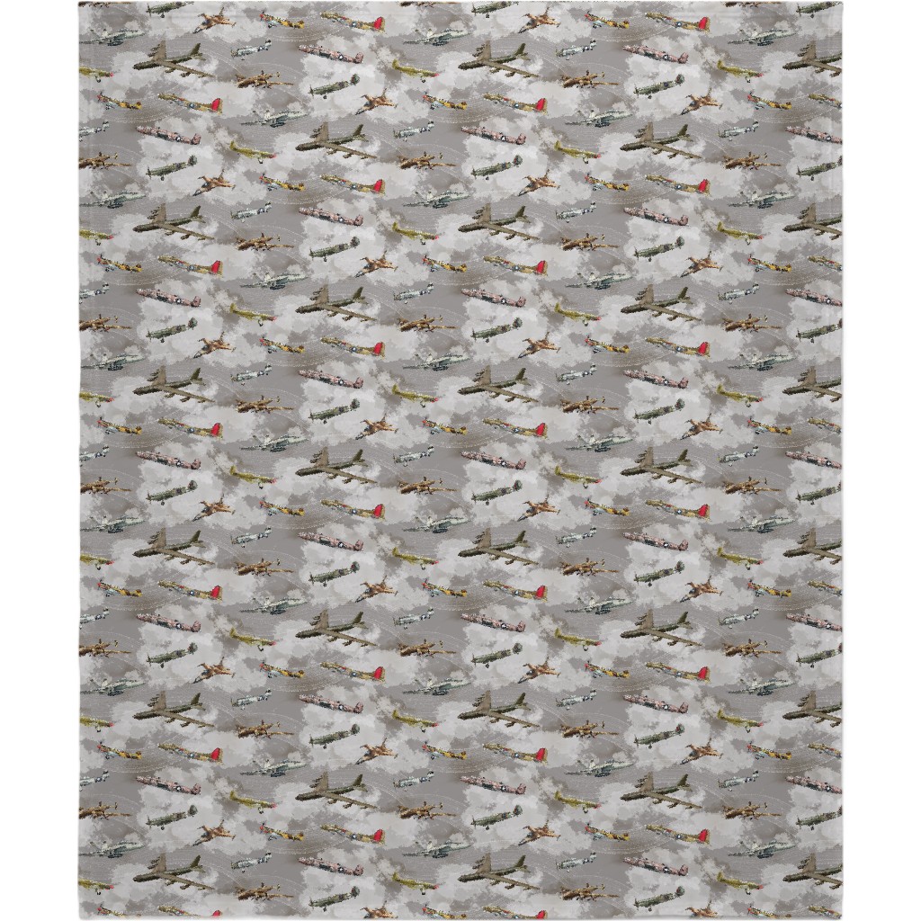 Military Planes Blanket, Fleece, 50x60, Gray, Smoke Signals