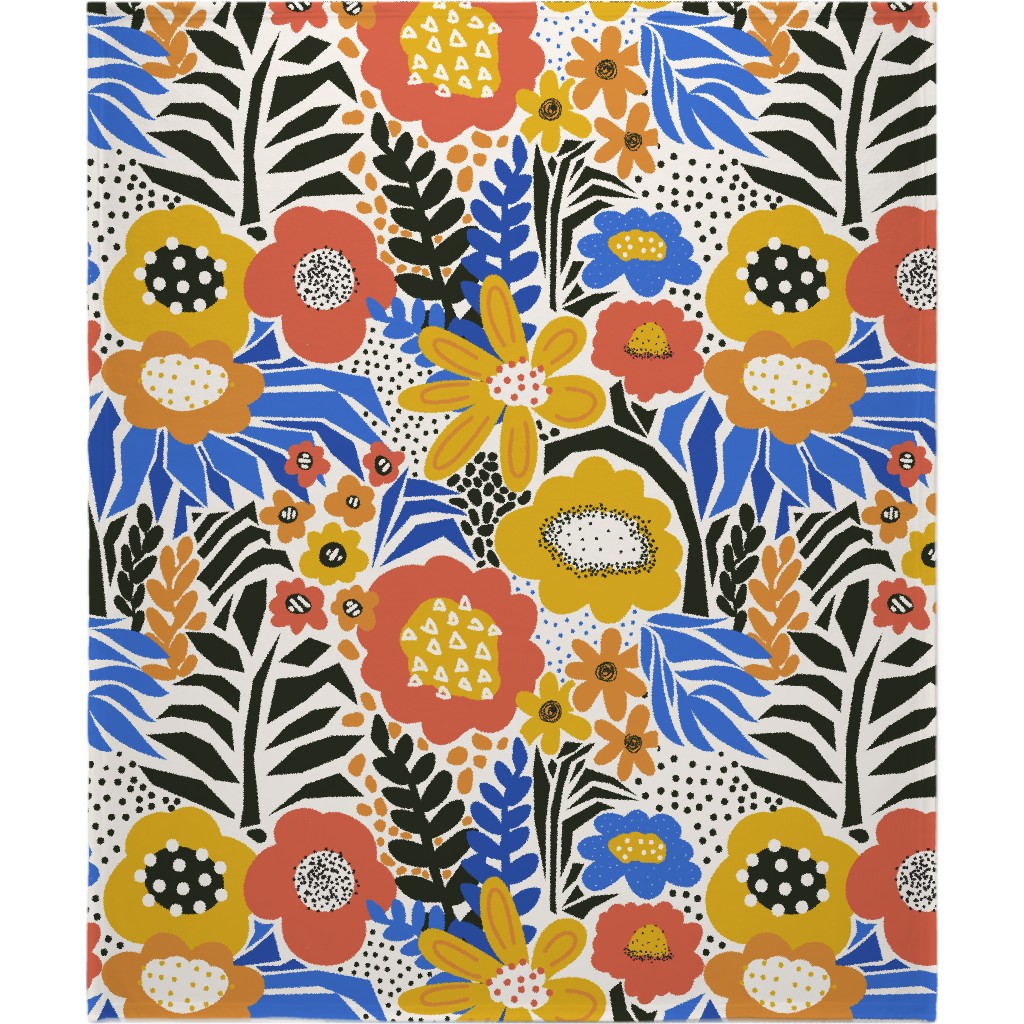 Papercut Flowers - Multi Blanket, Fleece, 50x60, Multicolor