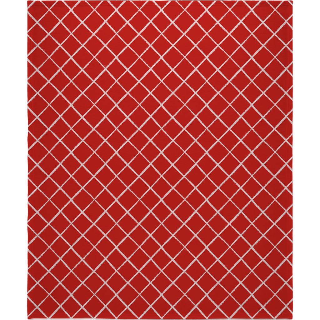 Large Check on Red Blanket, Fleece, 50x60, Red, Red