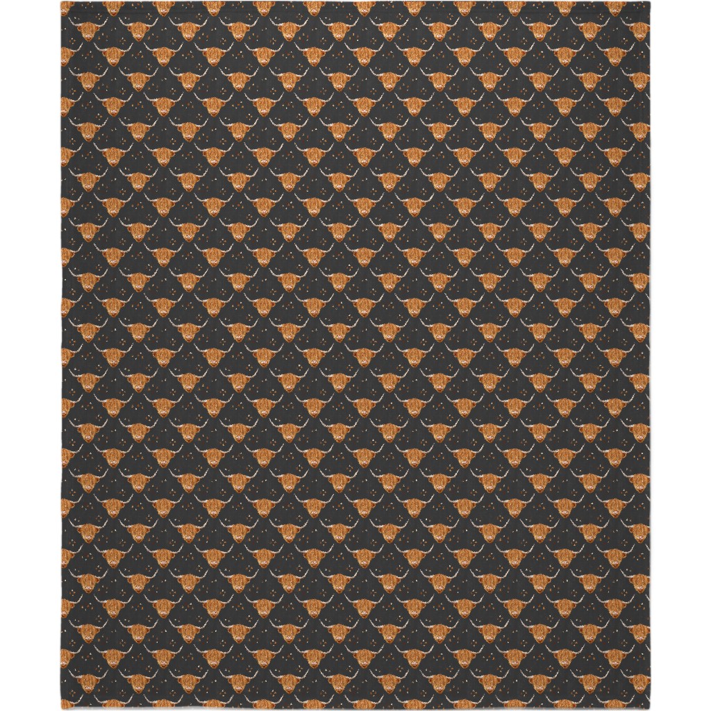Highland Cow Blanket, Fleece, 50x60, Black