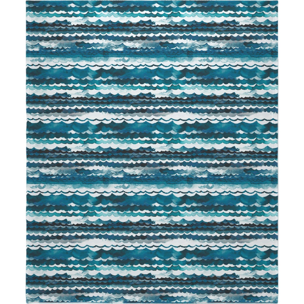 Sea Waves - Aqua Blanket, Fleece, 50x60, Blue