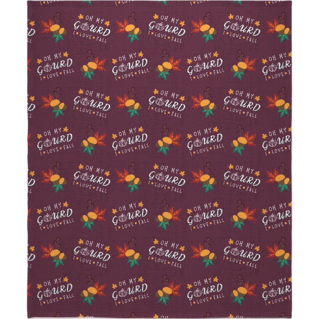 Oh My Gourd on Mauve Blanket, Fleece, 50x60, Purple, Purple