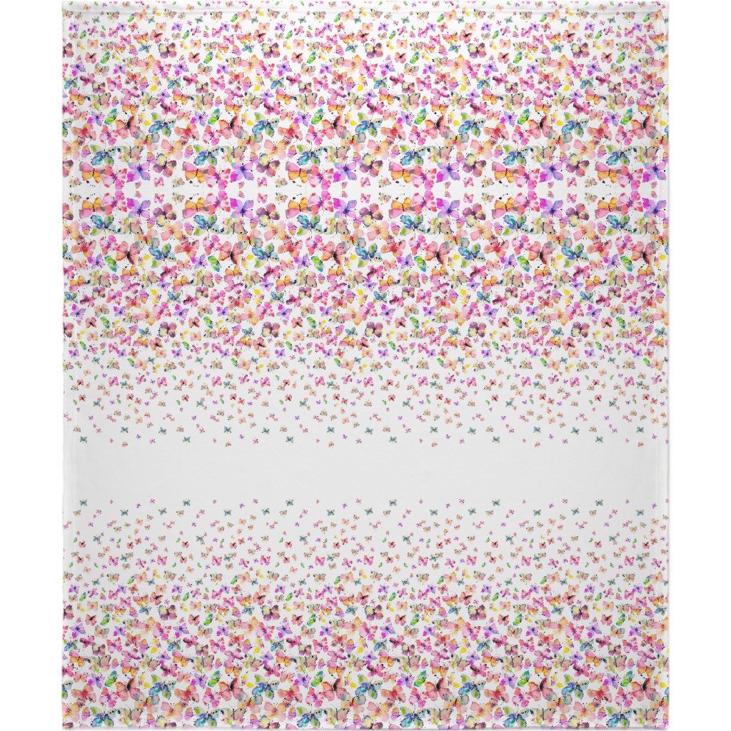 Watercolor Butterflies - Multicolor Blanket, Fleece, 50x60, Multicolor