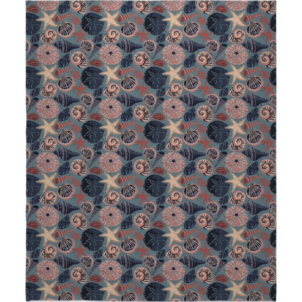 Seashells Blanket, Fleece, 50x60, Multicolor, Metal