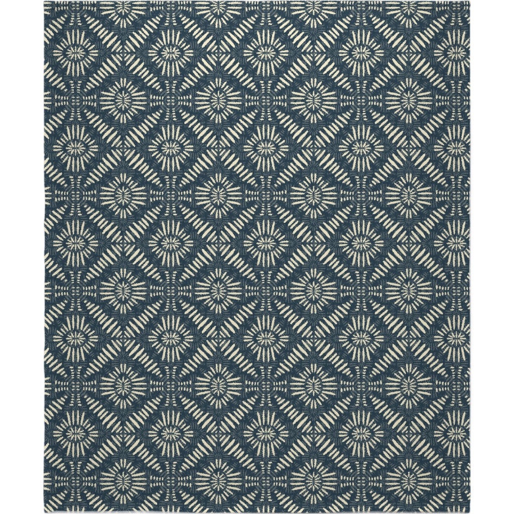 Wise - White on Blue Blanket, Fleece, 50x60, Blue, True Blue