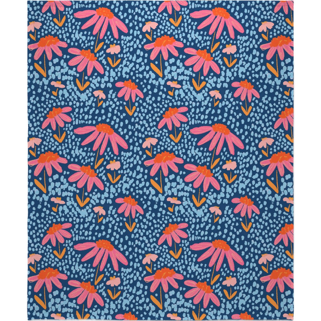 Spring Showers - Blue Blanket, Fleece, 50x60, Blue, True Blue