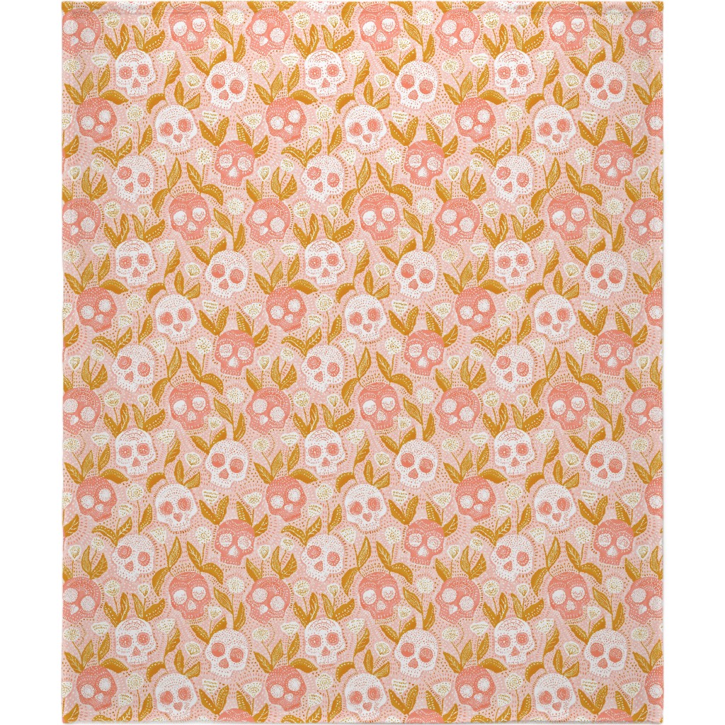 Halloween Skulls - Pastel Blanket, Fleece, 50x60, Pink, Bright Pink