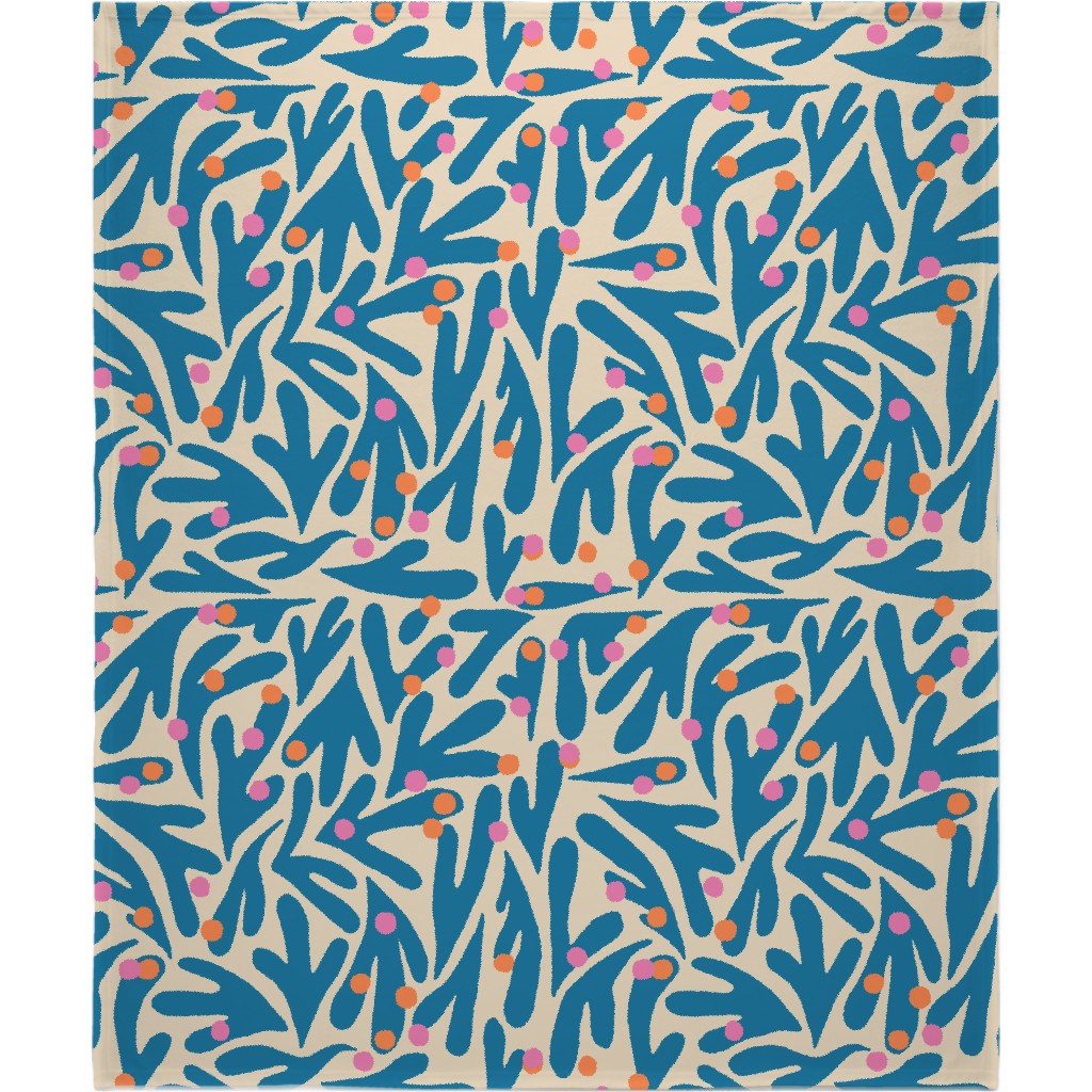 Funky Floral - Blue and White Blanket, Fleece, 50x60, Blue, True Blue