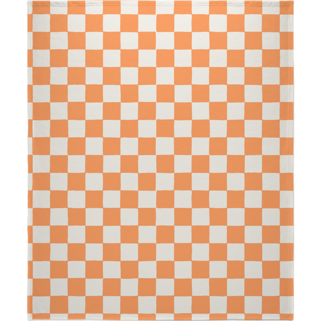 Retro Checker Checkerboard Blanket, Fleece, 50x60, Orange