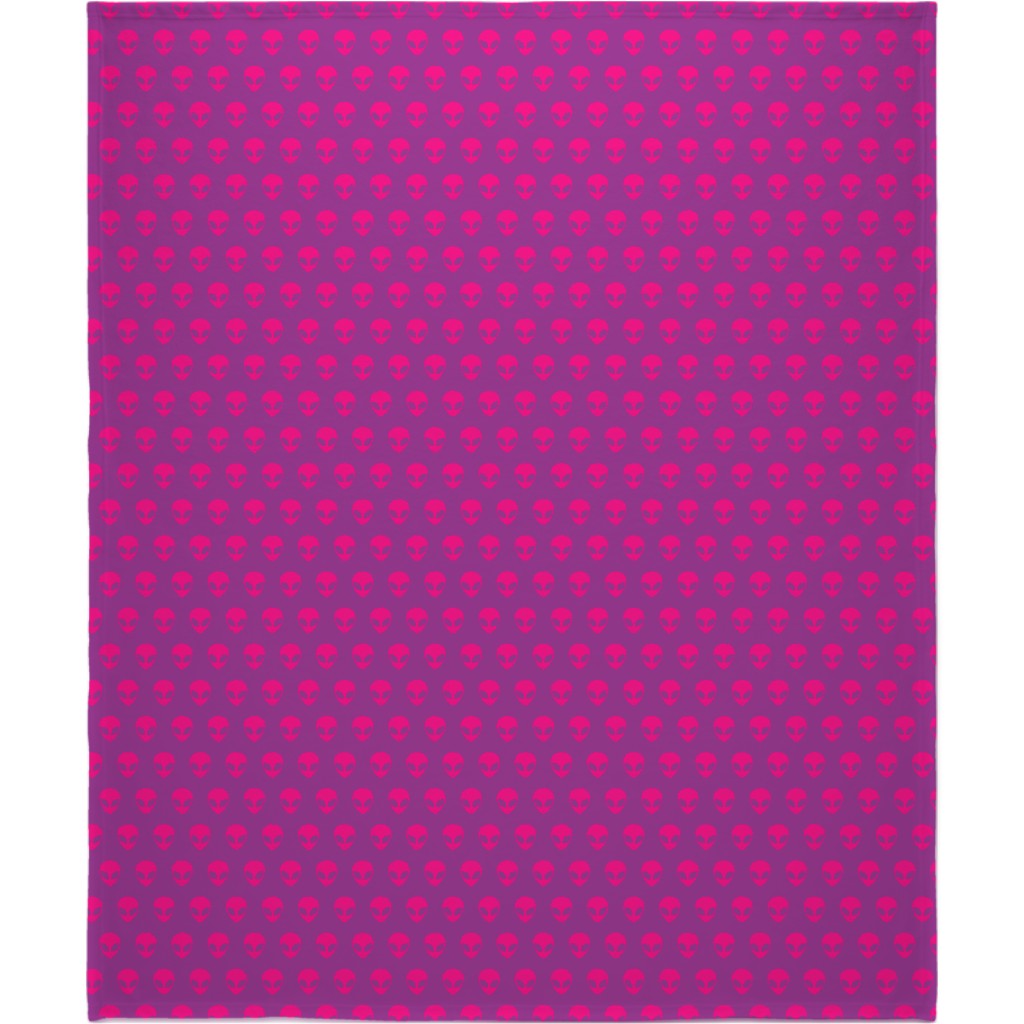 Retro Alien Heads Blanket, Fleece, 50x60, Pink, Magenta
